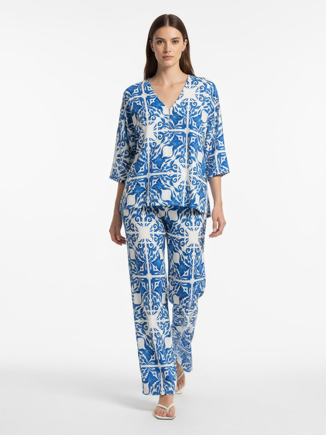 Mavi Doğal Dökümlü Oversize Pantolon - 3