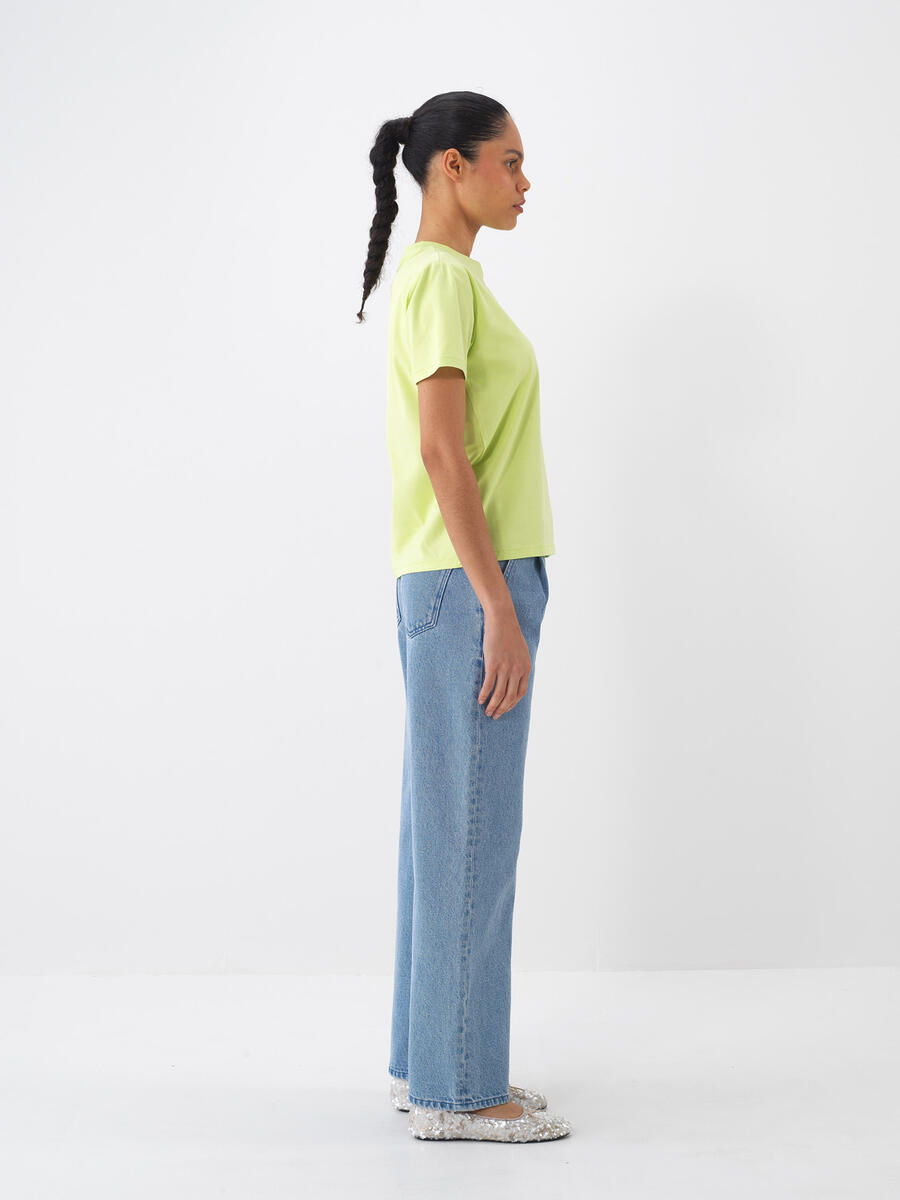 Mavi Pamuk Dokulu Oversize Pantolon - 3