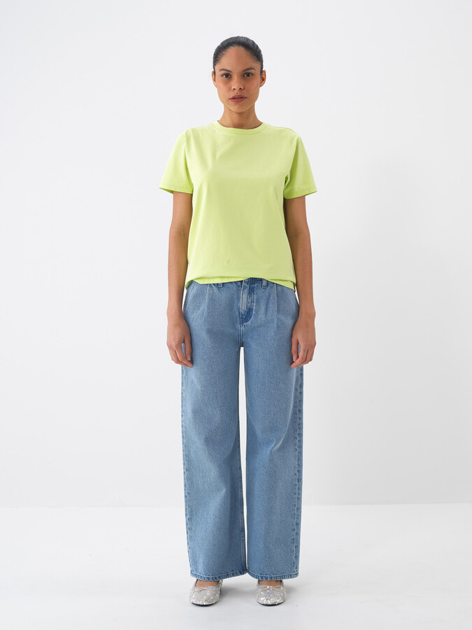 Mavi Pamuk Dokulu Oversize Pantolon (1)