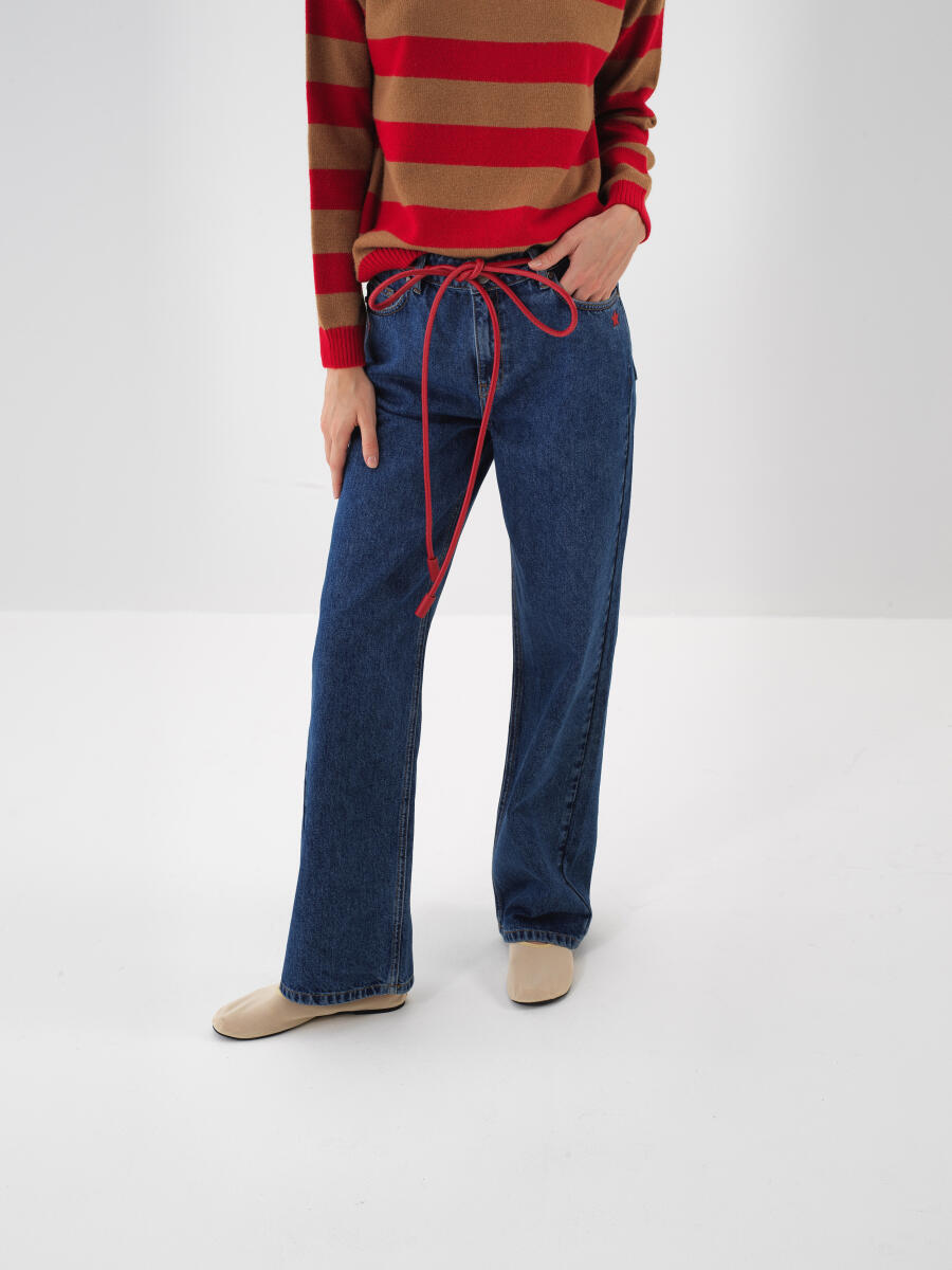 Mavi Pamuk Dokulu Regular Fit Pantolon - 1