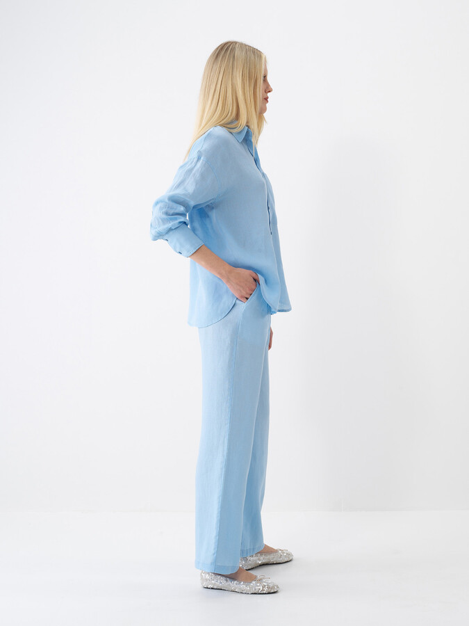 Mavi %100 Keten Regular Fit Pantolon - 3