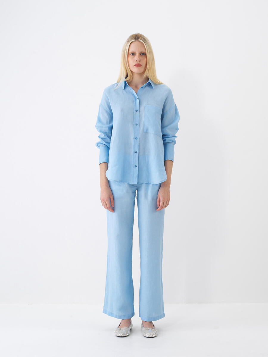 Mavi %100 Keten Regular Fit Pantolon - 1