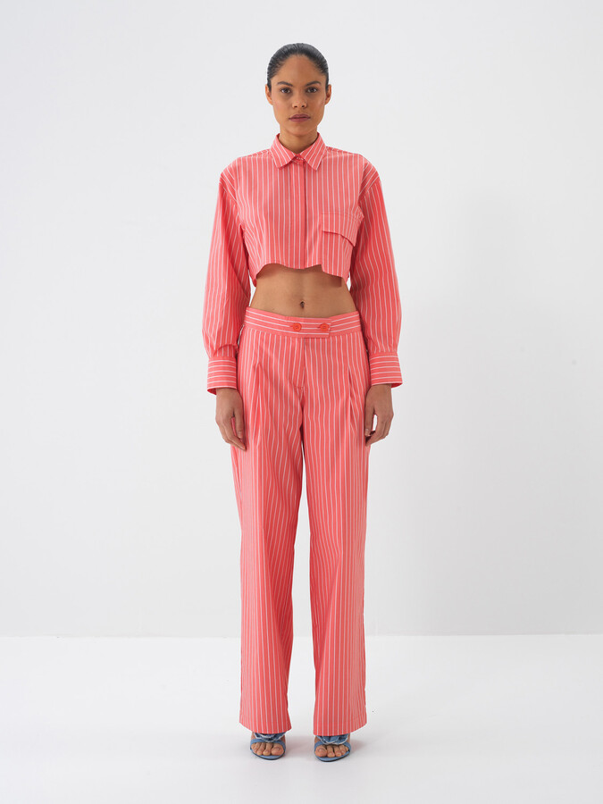 Nar Çiçeği Pamuk Dokulu Regular Fit Pantolon - 1