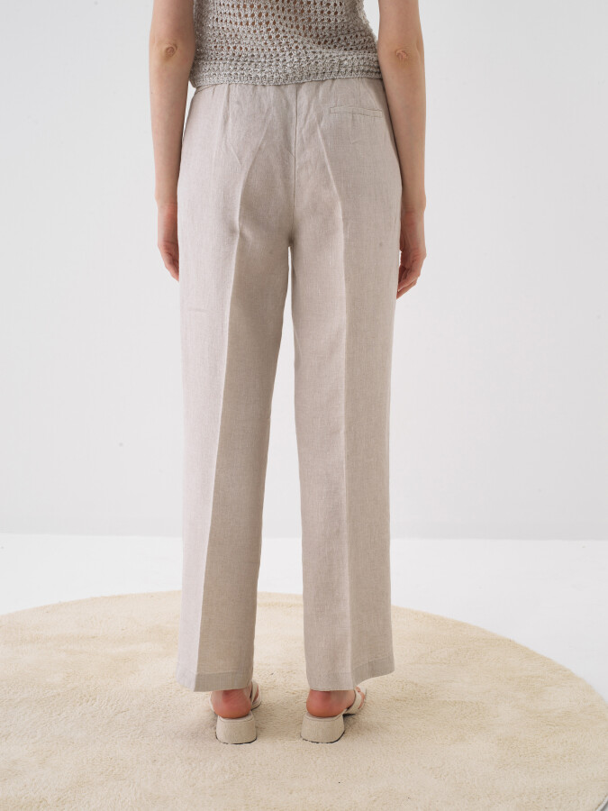 Naturel %100 Keten Oversize Pantolon (4)
