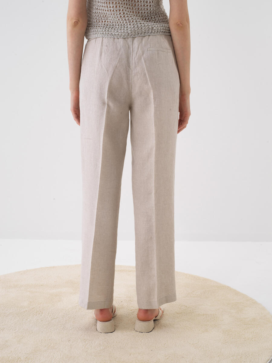 Naturel %100 Keten Oversize Pantolon - 4