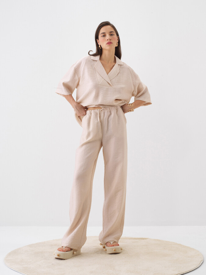 Naturel Doğal Dökümlü Oversize Pantolon (1)