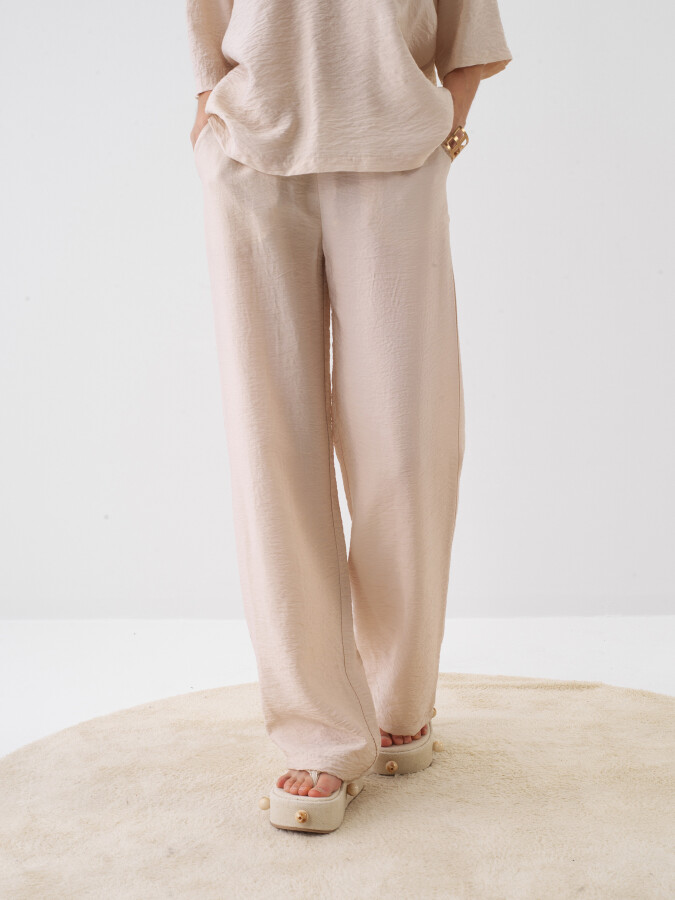 Naturel Doğal Dökümlü Oversize Pantolon