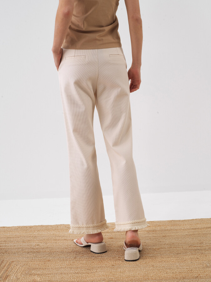 Naturel Pamuk Dokulu Regular Fit Pantolon - 3