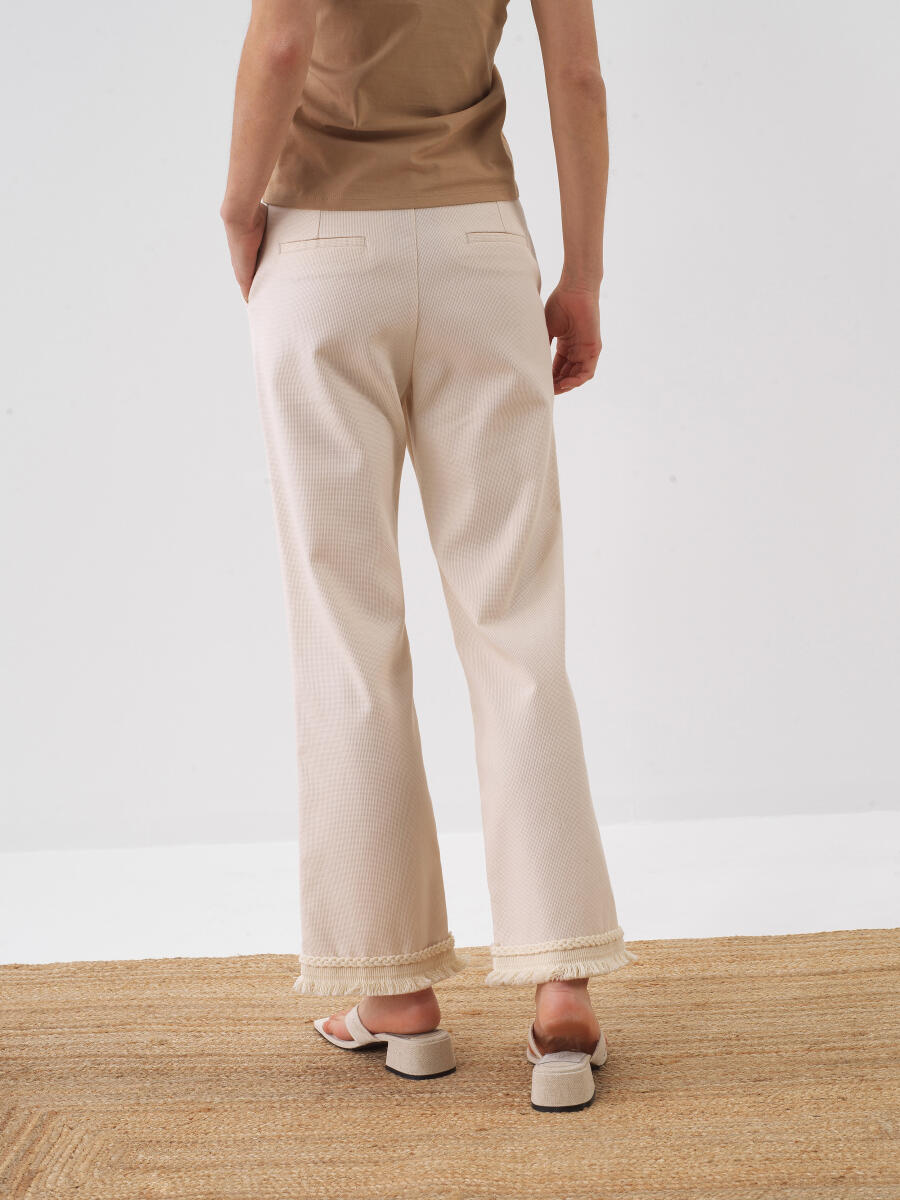 Naturel Pamuk Dokulu Regular Fit Pantolon - 3