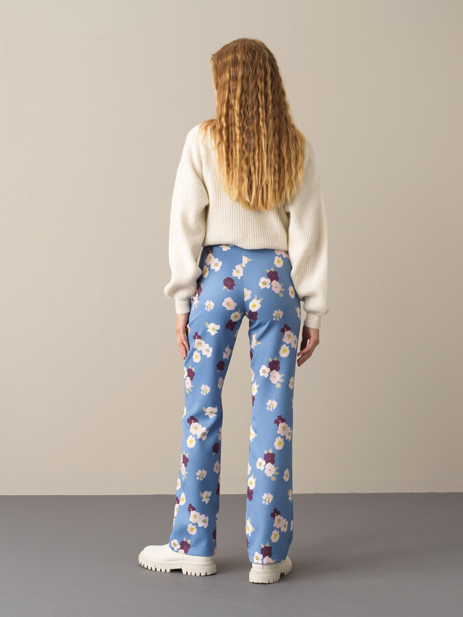 Mavi Pamuk Dokulu Regular Fit Desenli Pantolon - Xint