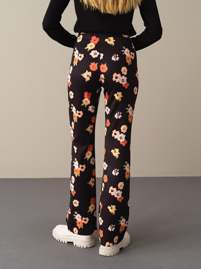 Siyah Pamuk Dokulu Regular Fit Desenli Pantolon - Xint