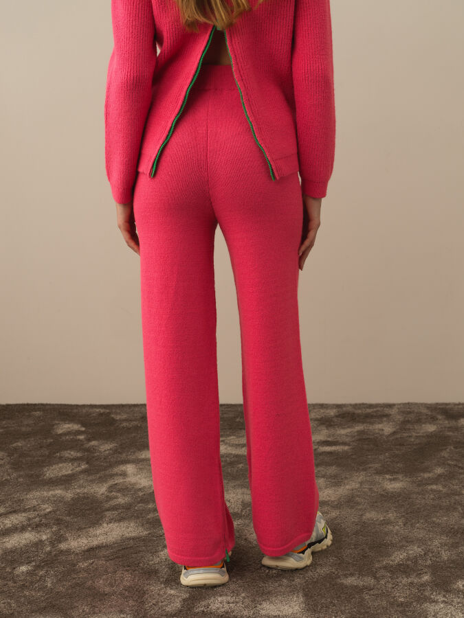 Pembe Doğal Yün Dokulu Regular Fit Pantolon - Xint