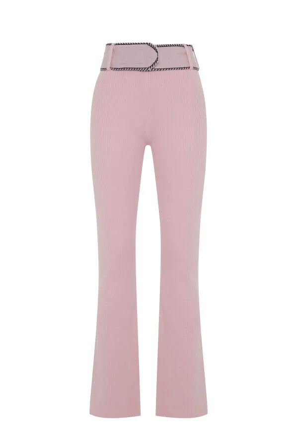 Pembe Doğal Yün Dokulu Regular Fit Pantolon - Xint