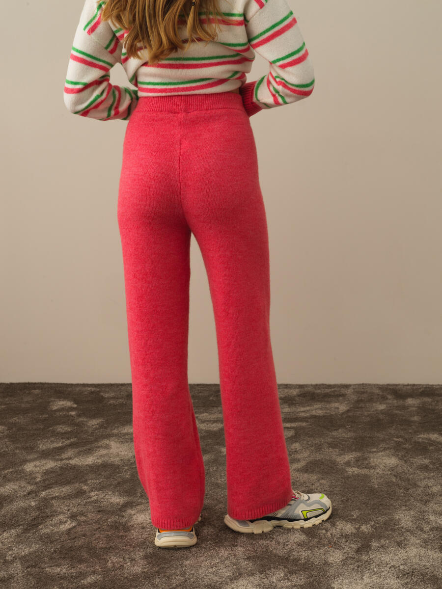 Pembe Lüks Pamuk Dokulu Regular Fit Pantolon - 4