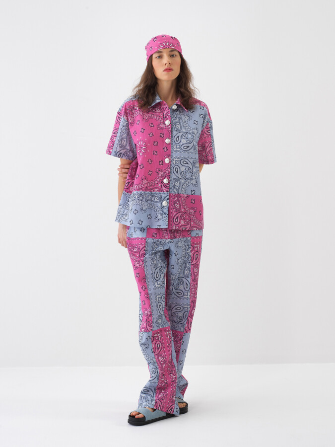 Pembe Pamuk Dokulu Oversize Pantolon (1)