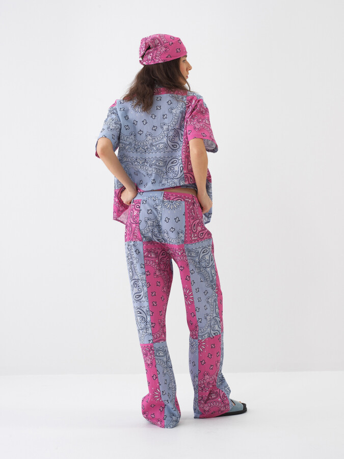 Pembe Pamuk Dokulu Oversize Pantolon - 4