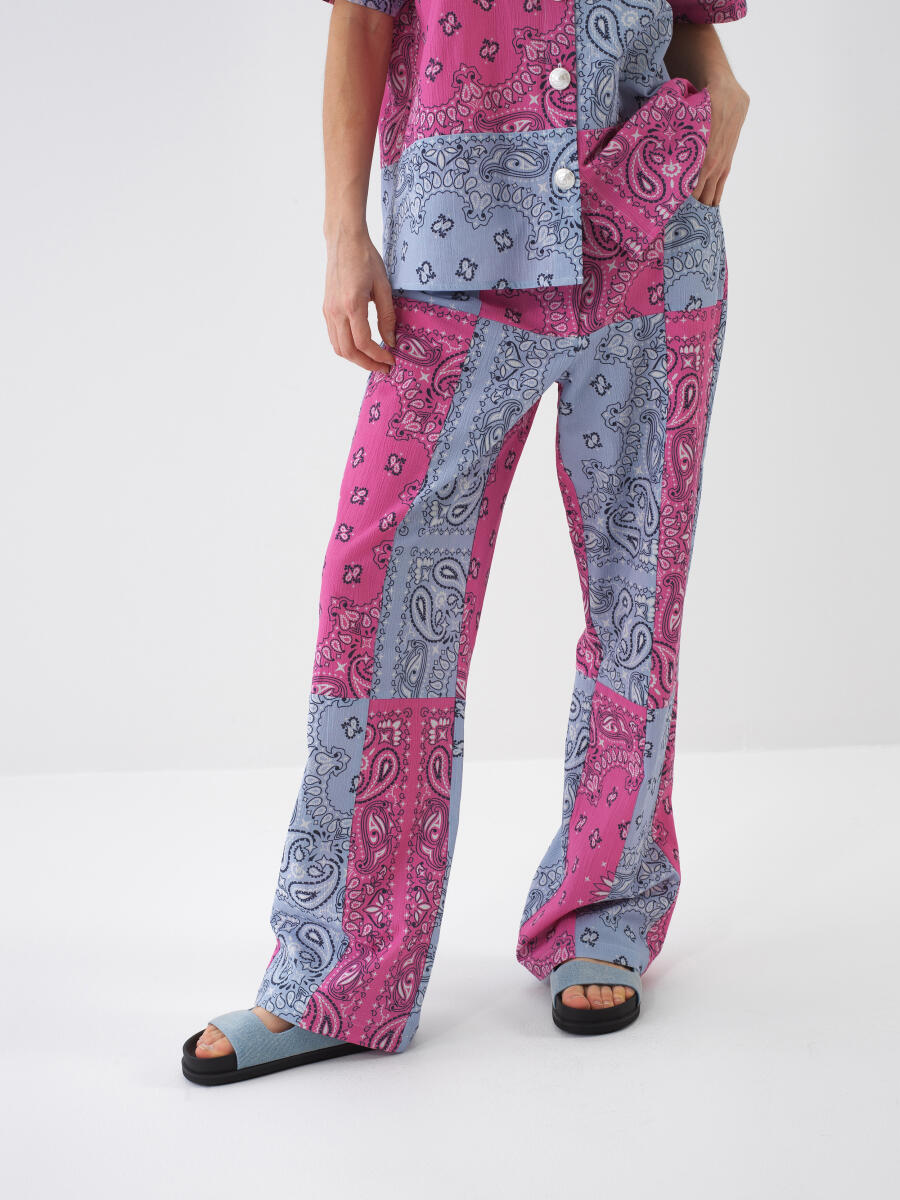 Pembe Pamuk Dokulu Oversize Pantolon - 1