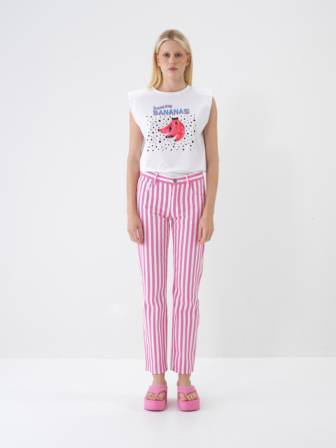 Pembe Pamuk Dokulu Regular Fit Pantolon - 1