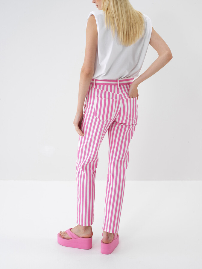 Pembe Pamuk Dokulu Regular Fit Pantolon - 5