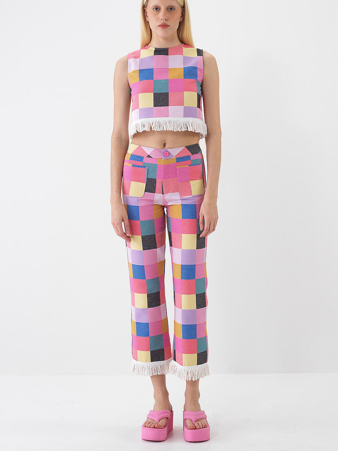 Pembe Pamuk Dokulu Regular Fit Pantolon - 3