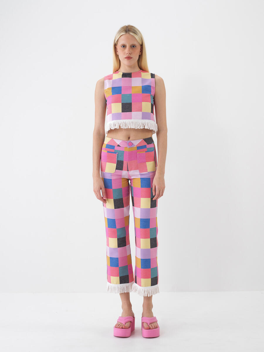 Pembe Pamuk Dokulu Regular Fit Pantolon - 2