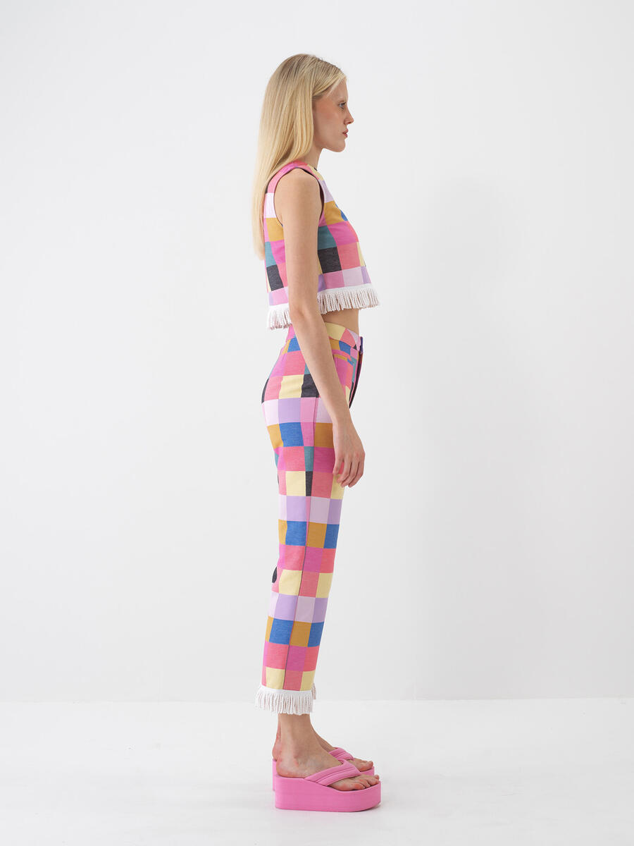 Pembe Pamuk Dokulu Regular Fit Pantolon - 4