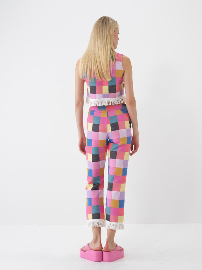 Pembe Pamuk Dokulu Regular Fit Pantolon - 6