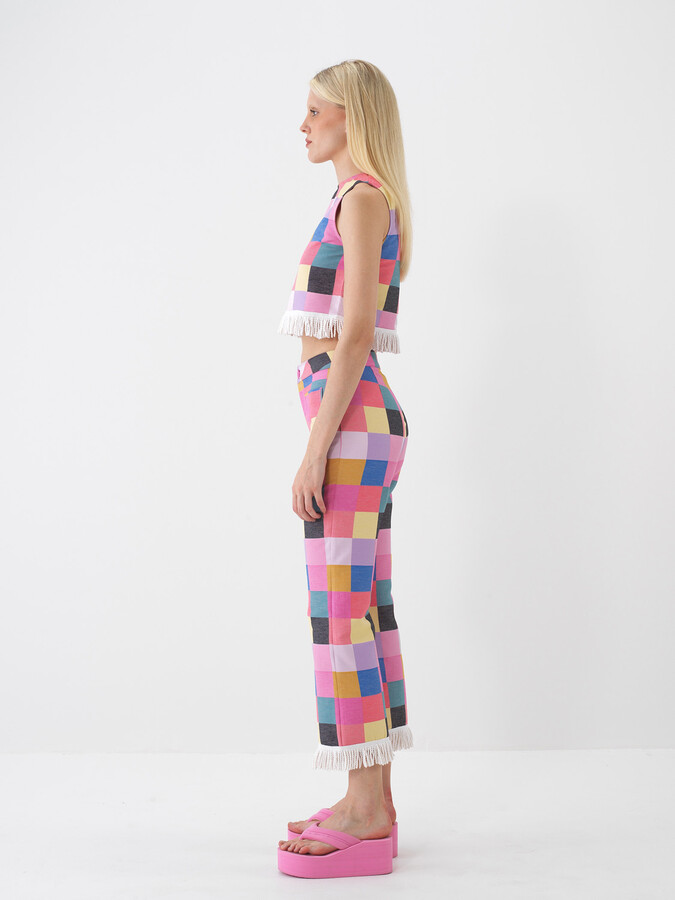 Pembe Pamuk Dokulu Regular Fit Pantolon - 5