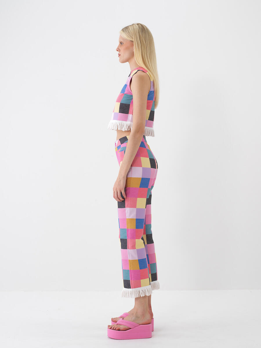 Pembe Pamuk Dokulu Regular Fit Pantolon - 5