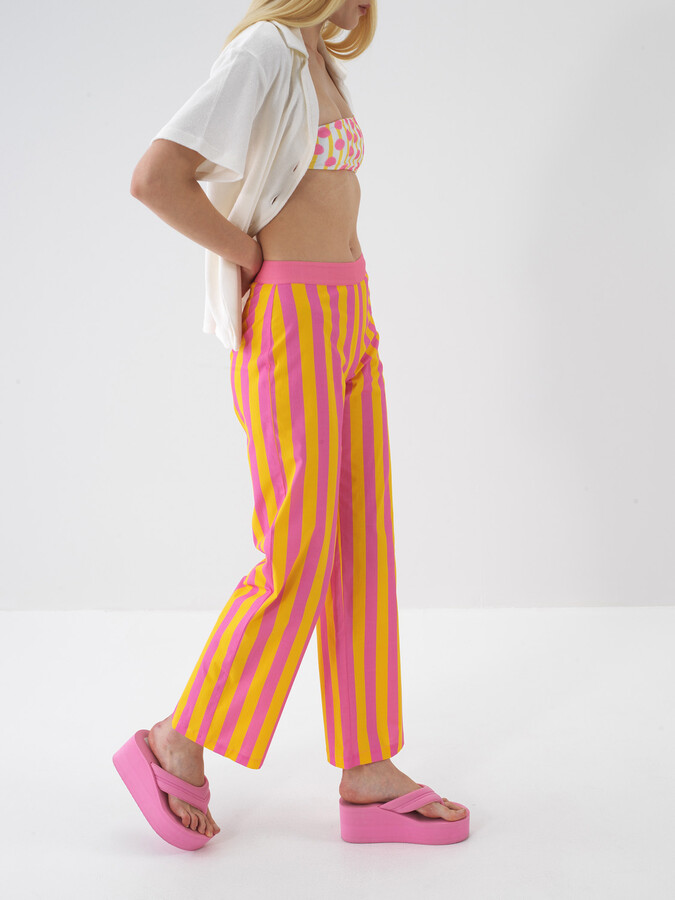 Pembe Pamuk Dokulu Regular Fit Pantolon