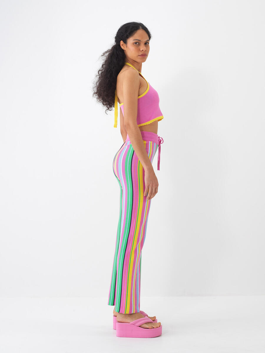 Pembe Pamuk Dokulu Regular Fit Pantolon - 4