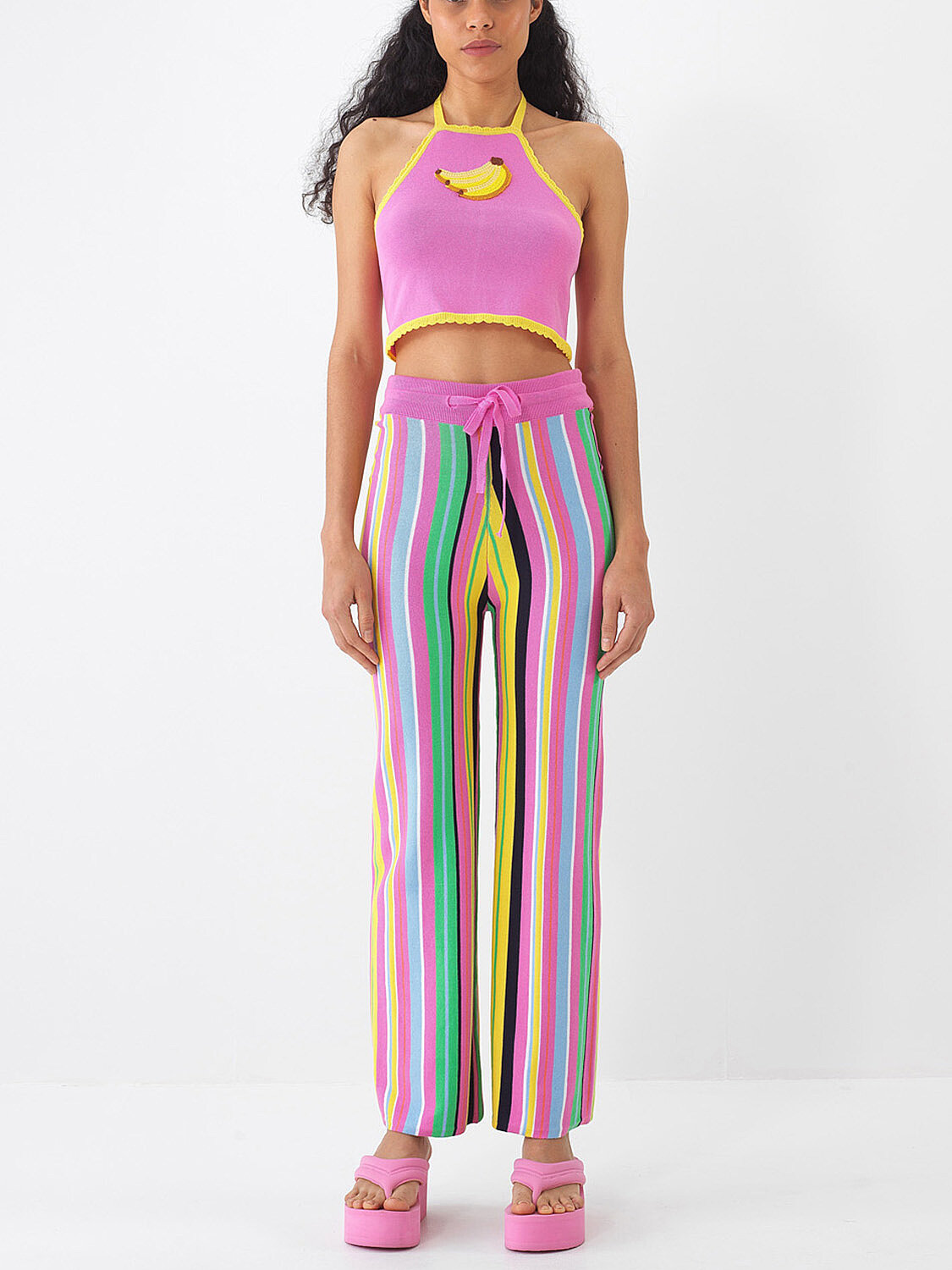 Pembe Pamuk Dokulu Regular Fit Pantolon (1)