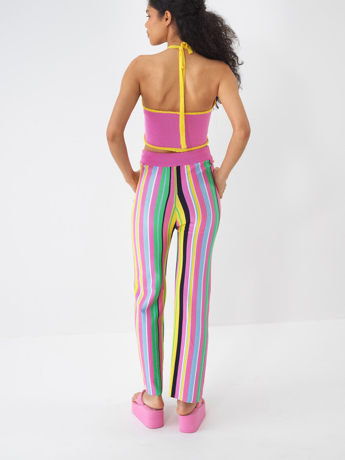 Pembe Pamuk Dokulu Regular Fit Pantolon (6)