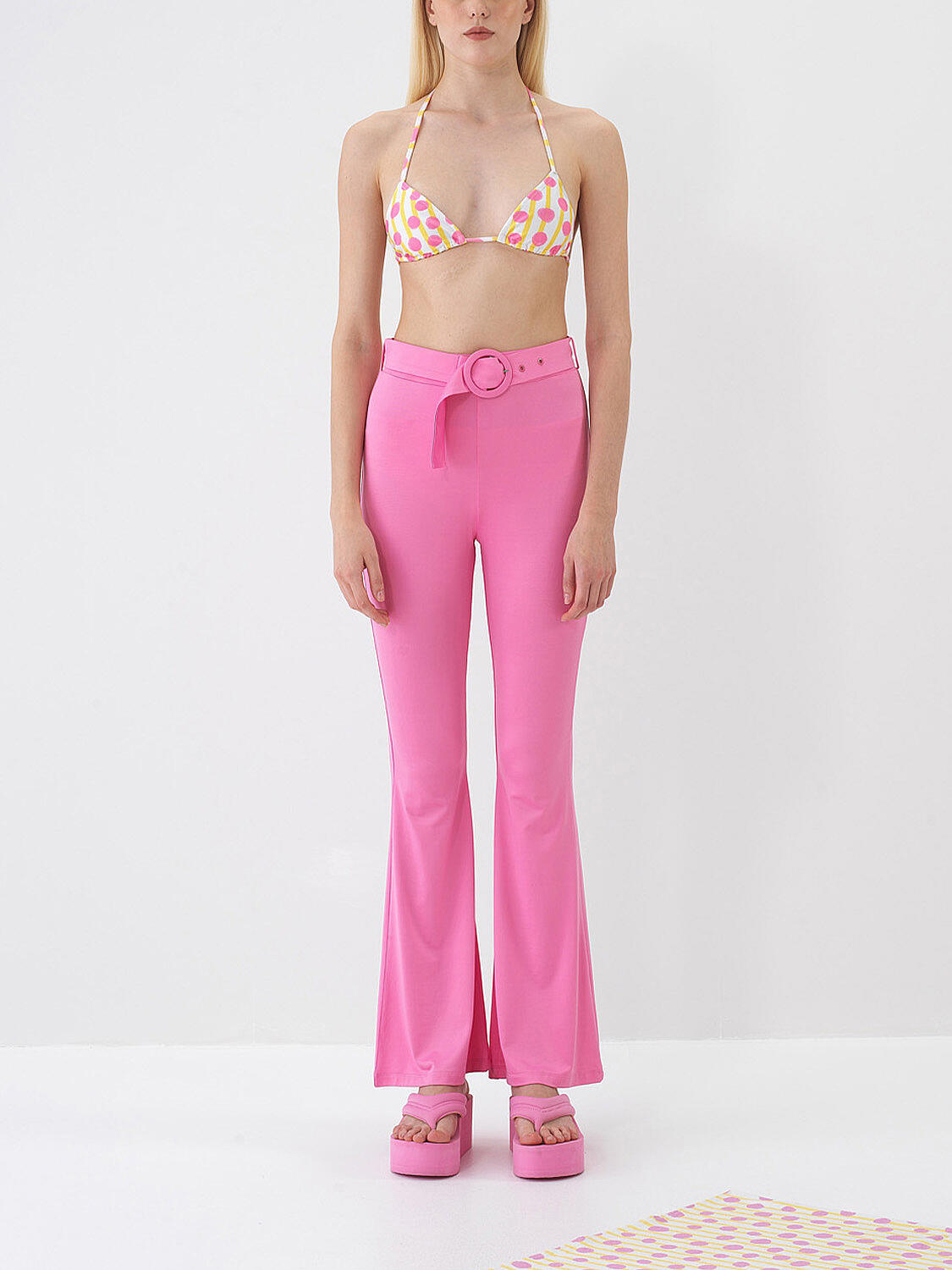 Pembe Doğal Dökümlü Regular Fit Pantolon - 1