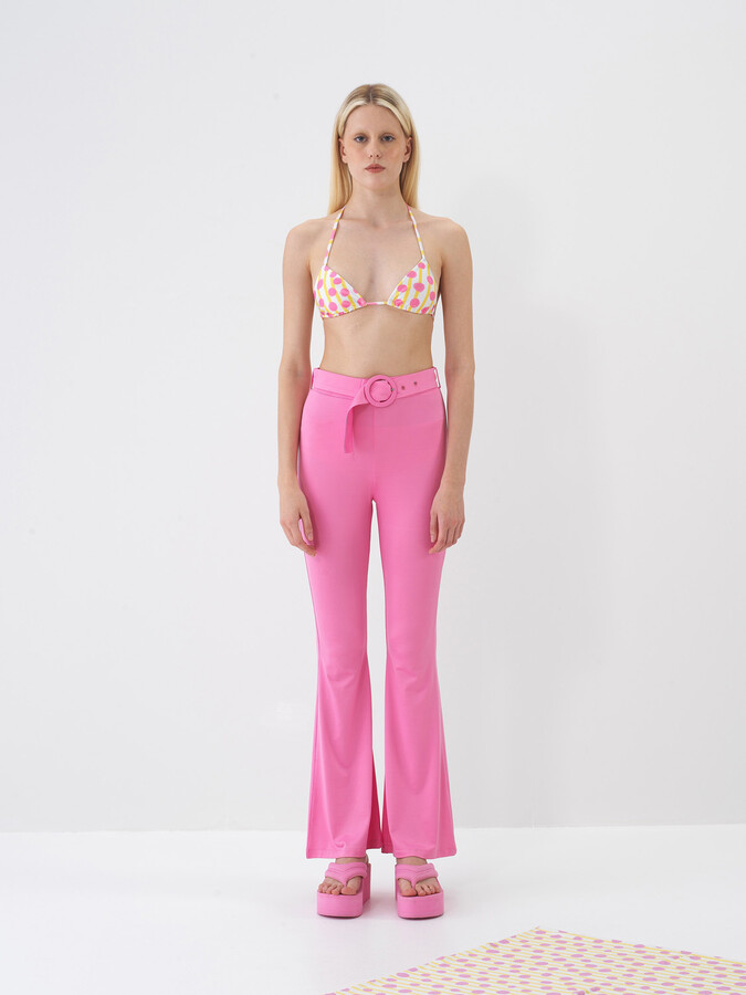 Pembe Doğal Dökümlü Regular Fit Pantolon (1)