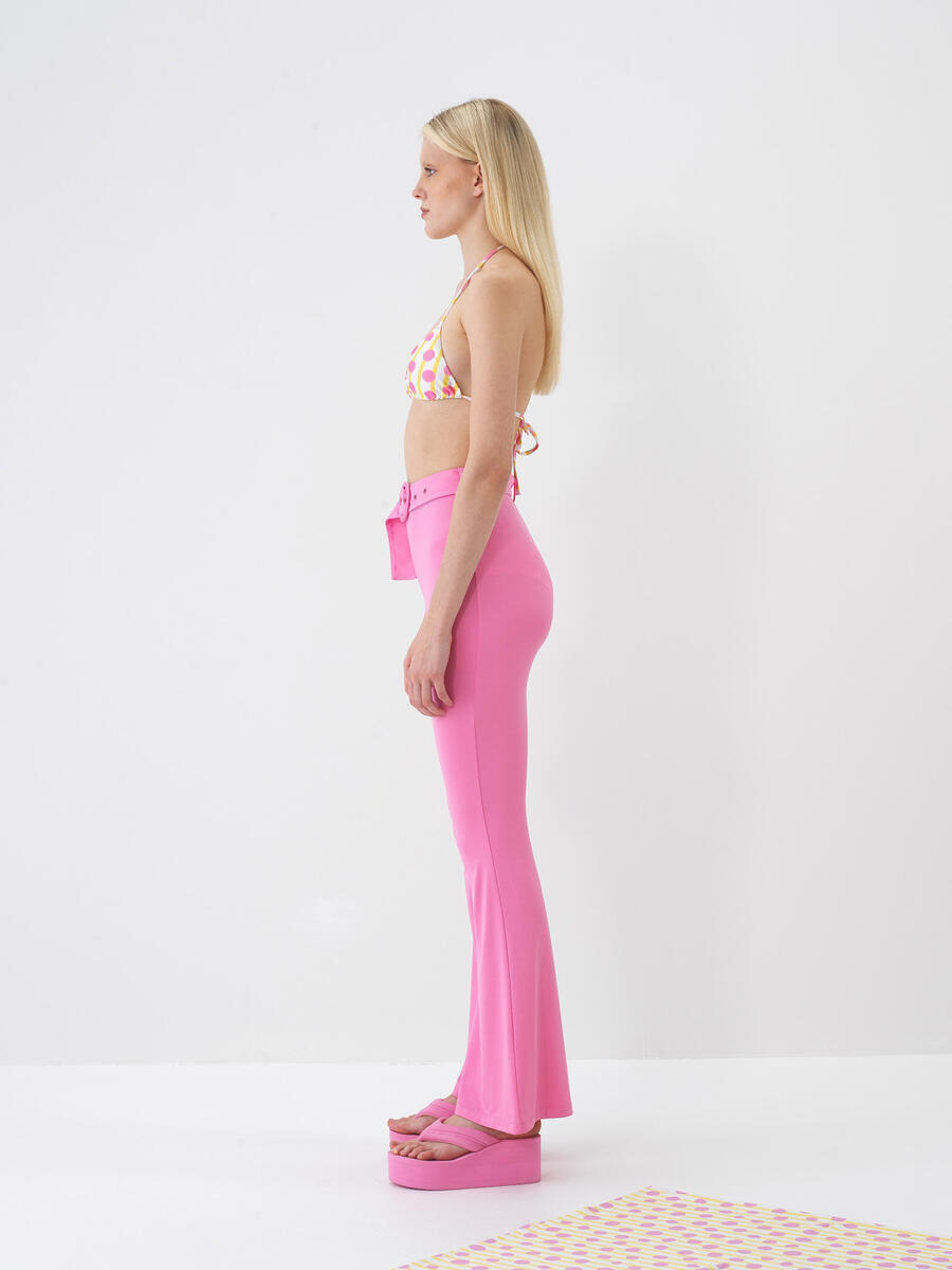 Pembe Doğal Dökümlü Regular Fit Pantolon - 4