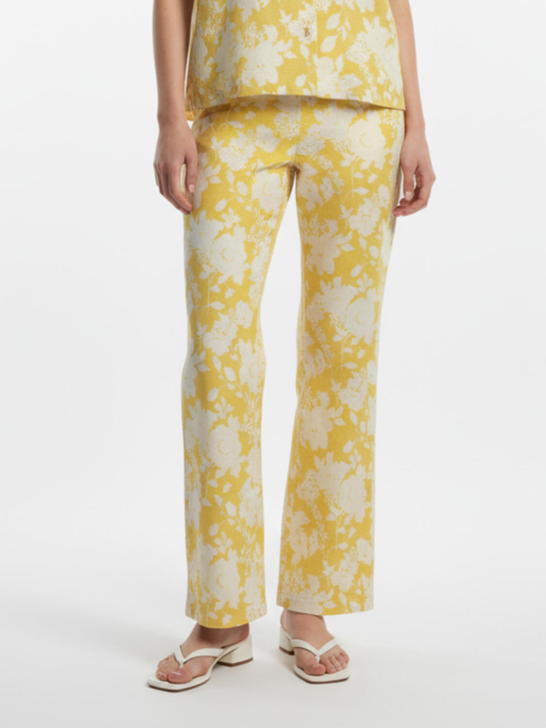 Sarı %100 Keten Oversize Pantolon - 1