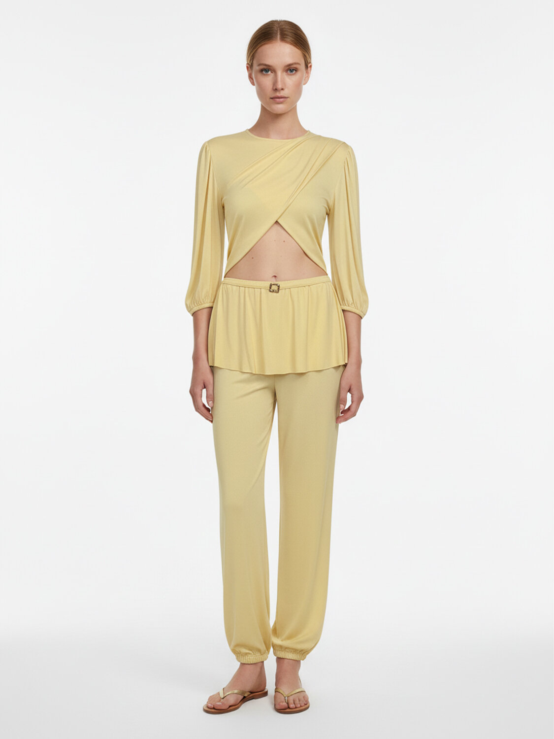 Sarı Doğal Dökümlü Oversize Pantolon (1)