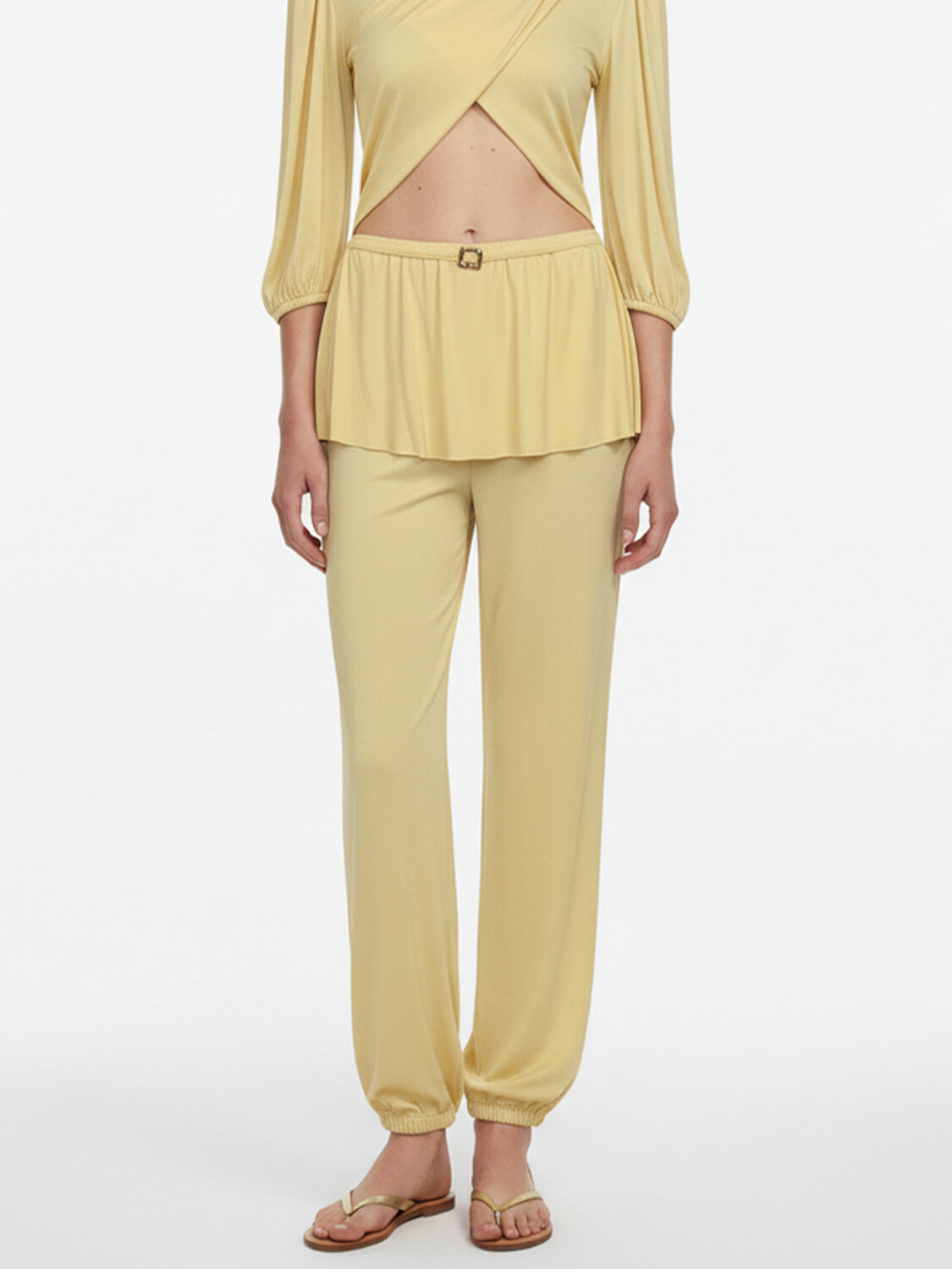 Sarı Doğal Dökümlü Oversize Pantolon