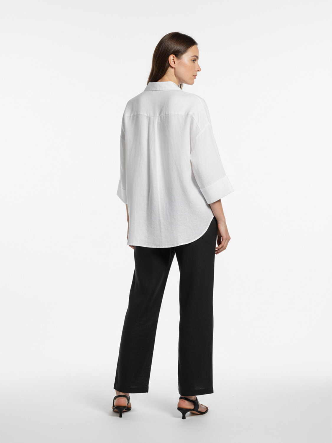 Siyah %100 Keten Oversize Pantolon - 4