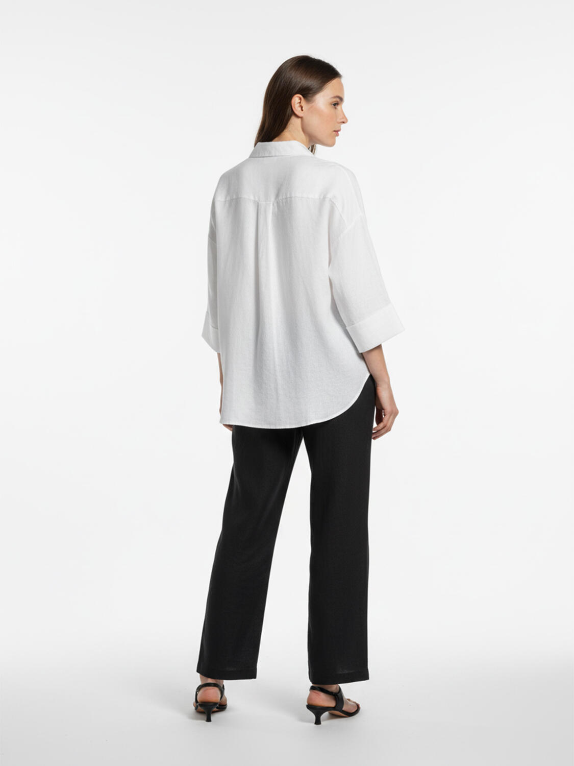 Siyah %100 Keten Oversize Pantolon - 4