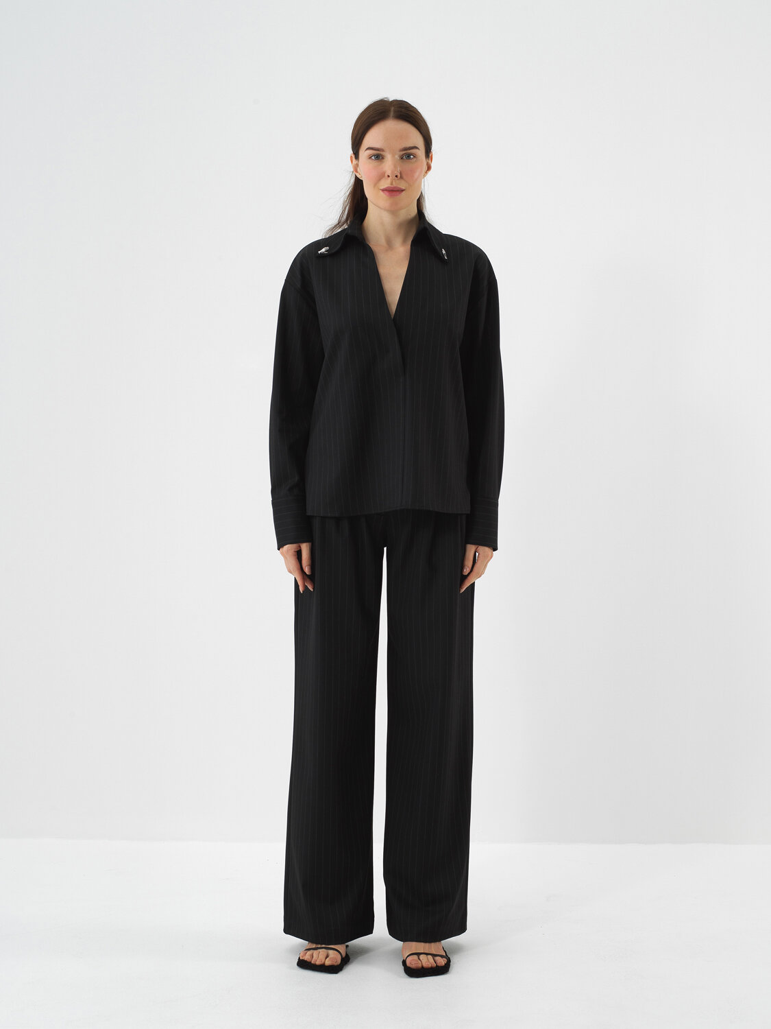 Siyah Esnek Dokulu Oversize Pantolon - Xint