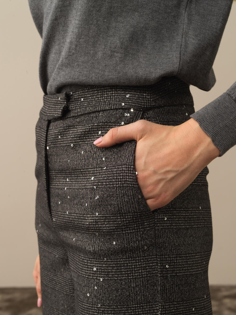 Siyah Esnek Dokulu Regular Fit Pantolon - 3