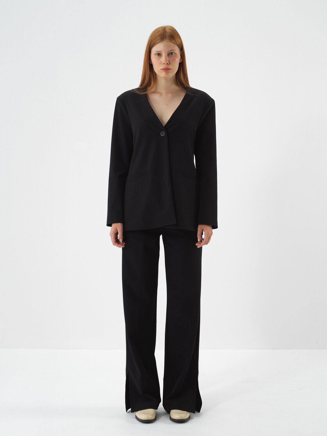 Siyah Esnek Dokulu Regular Fit Pantolon - Xint