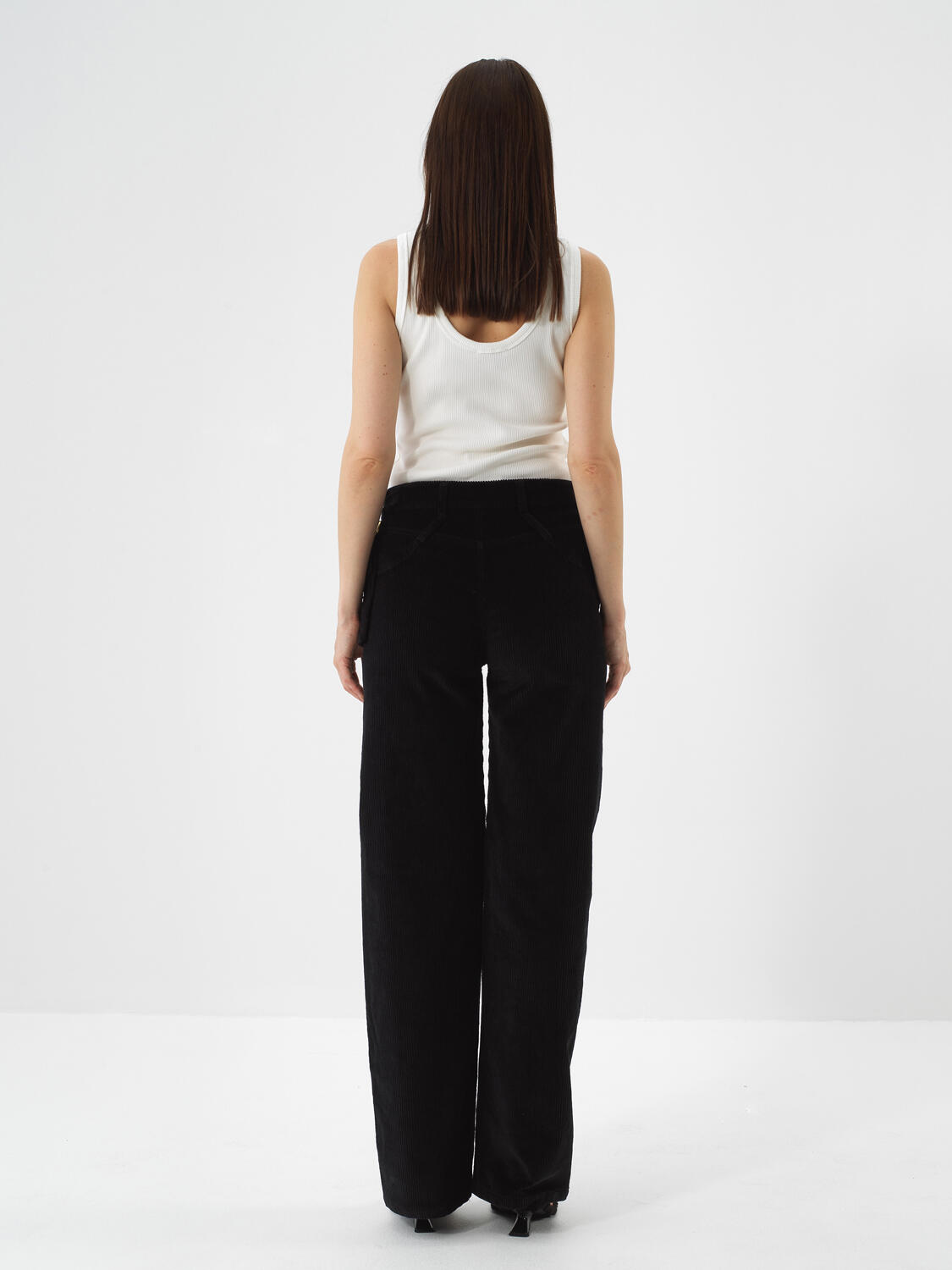 Siyah Lüks Dokulu Soft Kadife Oversize Pantolon - 5