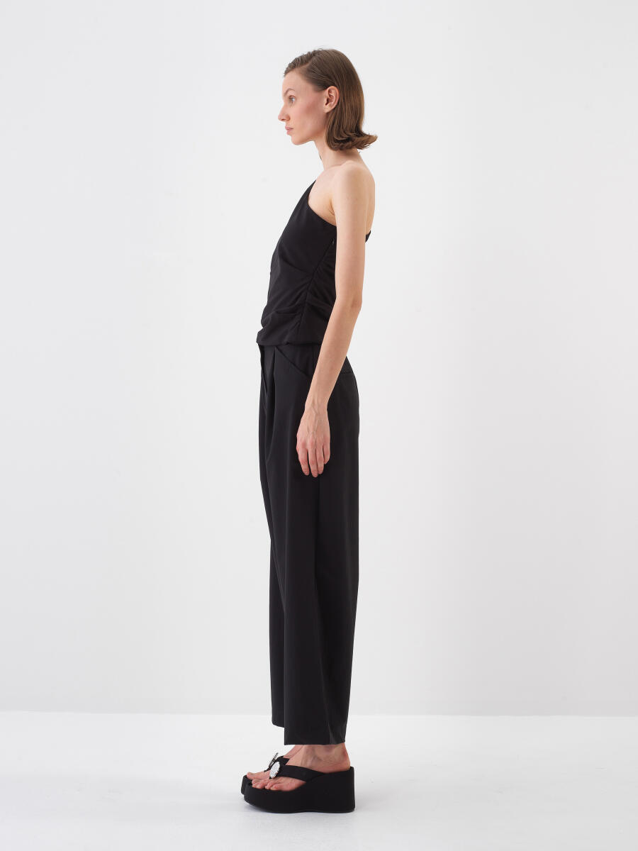 Siyah Formunu Koruyan Oversize Pantolon - 3