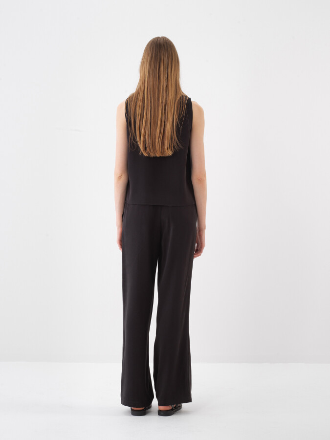 Siyah Doğal Akışlı Oversize Pantolon - 5