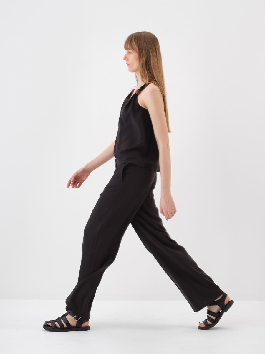 Siyah Doğal Akışlı Oversize Pantolon - 3