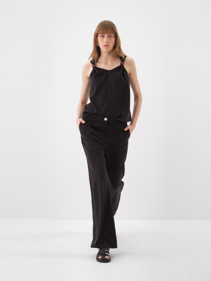 Siyah Doğal Akışlı Oversize Pantolon - 2