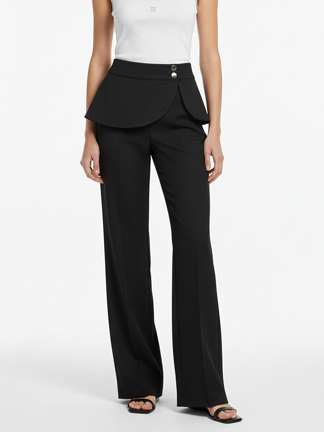 Siyah Pamuk Dokulu Regular Fit Pantolon (1)